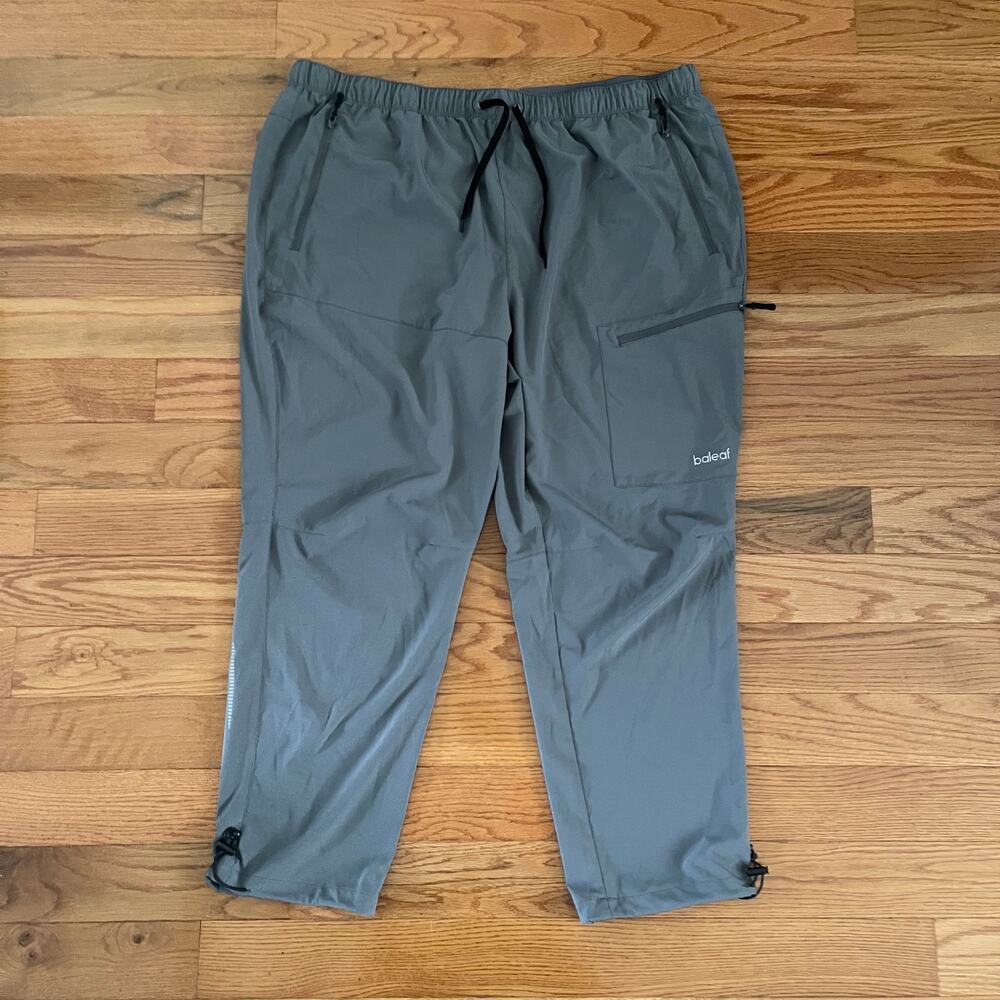 Baleaf Womens 3X Hiking Cargo Joggers Gray Water Resistant UPF 50 Zipper Pockets
